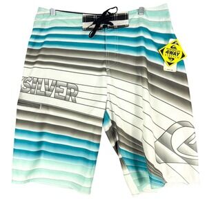 Quiksilver Shorts‎ Mens 32 White Revival 22 Boardshorts 4-Way Stretch AQYBS00427